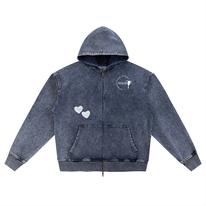 Adult Oversized Heart Zip Up