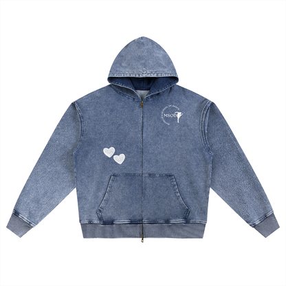 Adult Oversized Heart Zip Up